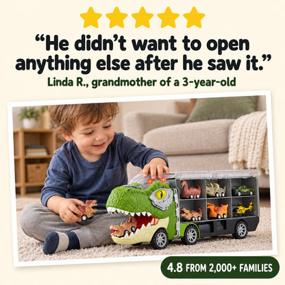 A five-star review from a grandmother with a photo of her grandson playing